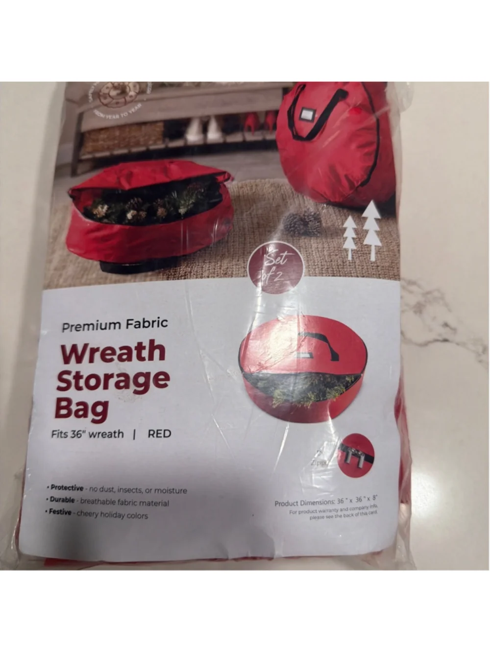 NEW 2 Pack Oxford Christmas Wreath Storage Container 36” Bag